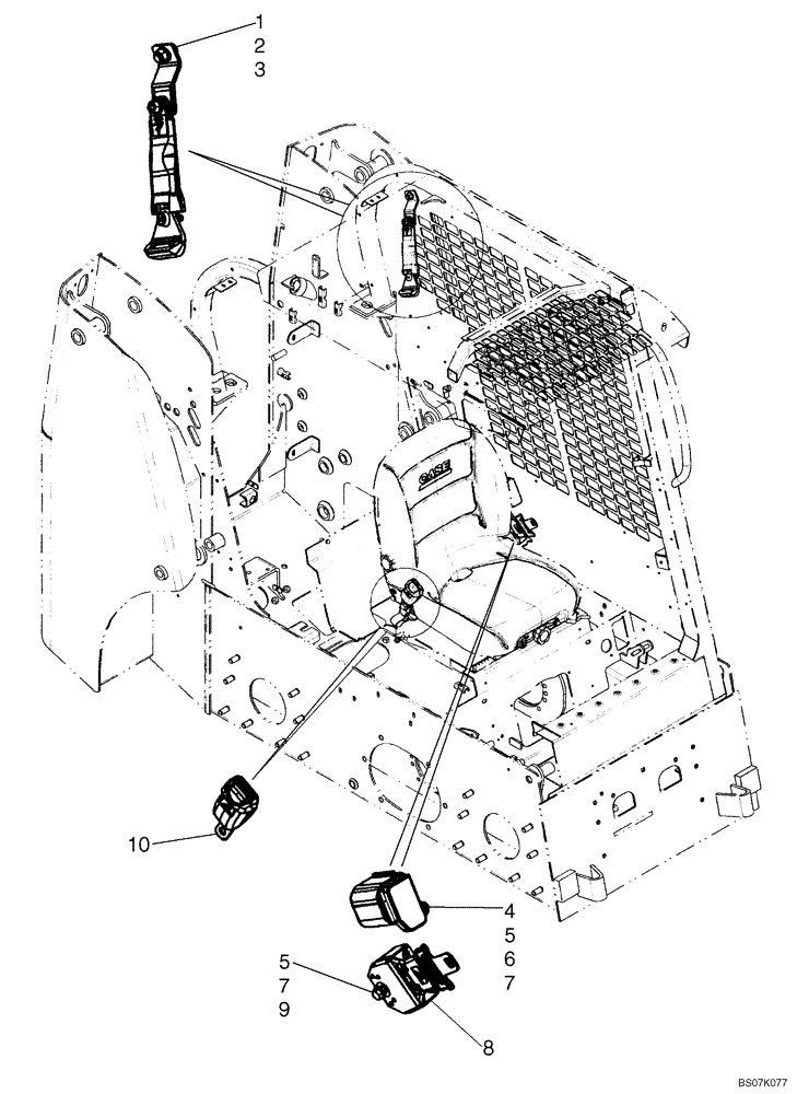 Схема запчастей Case 445 - (09-25) - SHOULDER BELT (09) - CHASSIS