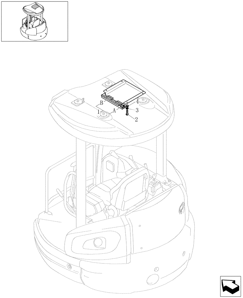 Схема запчастей Case CX27B - (1.250[03]) - CANOPY - UPPER BOX (01) - Section 1