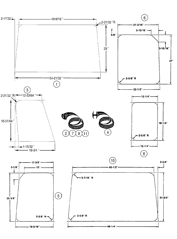 Схема запчастей Case 1150H - (09-28) - CAB - GLASS (09) - CHASSIS