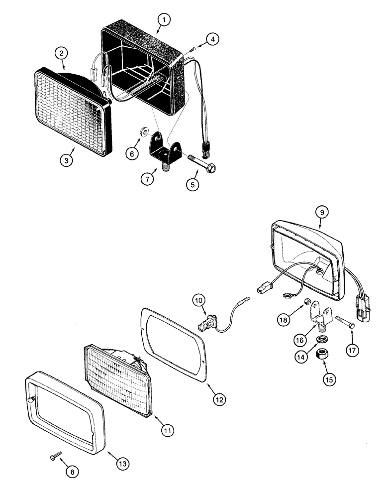 Схема запчастей Case 1150H - (04-17) - LAMP ASSY, FRONT AND REAR (04) - ELECTRICAL SYSTEMS