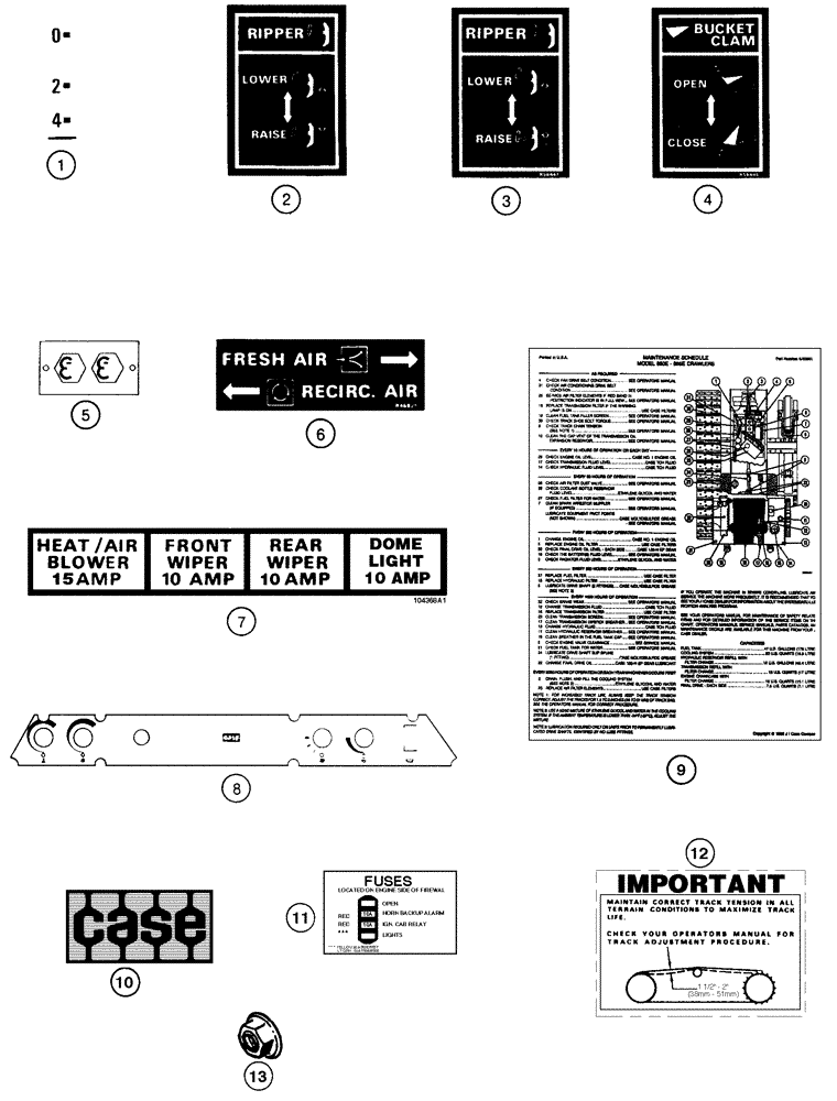 Схема запчастей Case 855E - (9-104) - DECALS (09) - CHASSIS/ATTACHMENTS