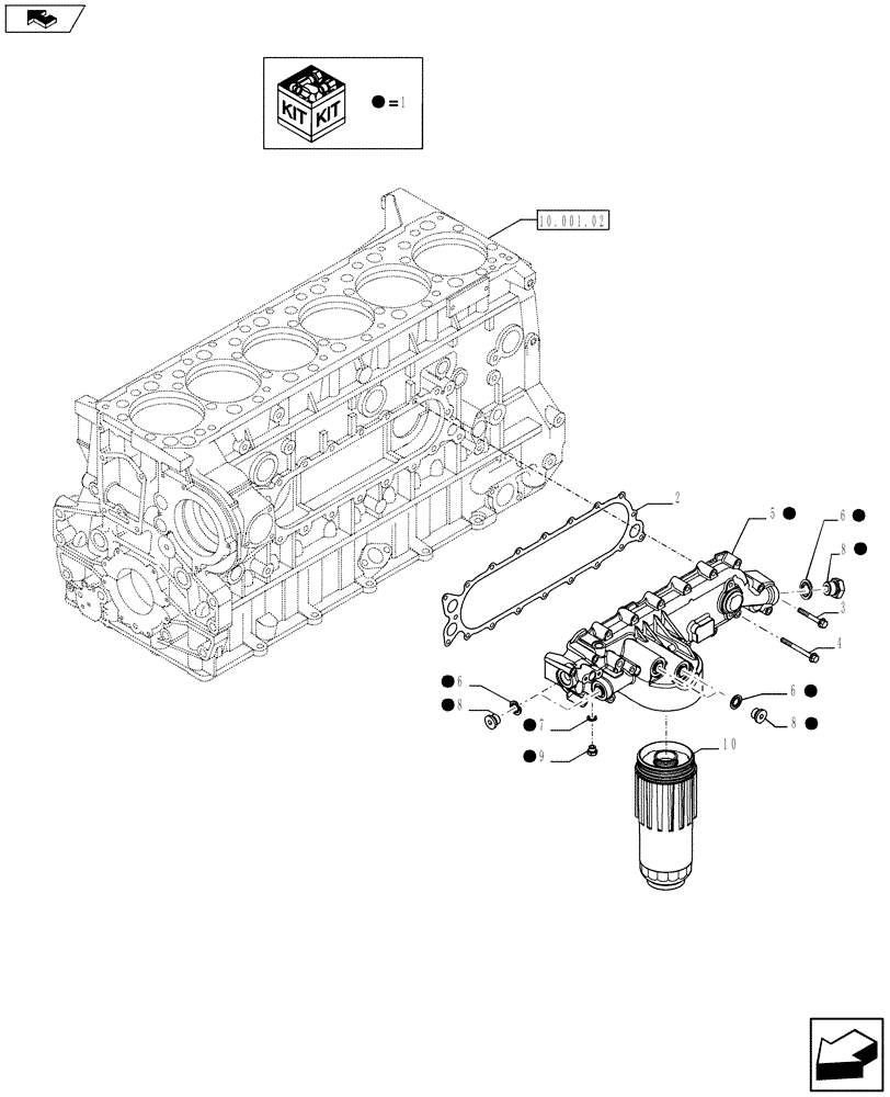 Схема запчастей Case F3AE0684S E913 - (10.206.02 01) - FILTER ENGINE OIL - SUPPORT (504261532 - 504261986) (10) - ENGINE