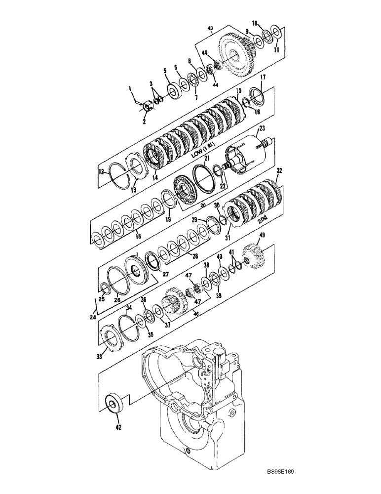 Схема запчастей Case 686G - (6-42) - TRANSMISSION, FIRST AND SECOND CLUTCH (06) - POWER TRAIN