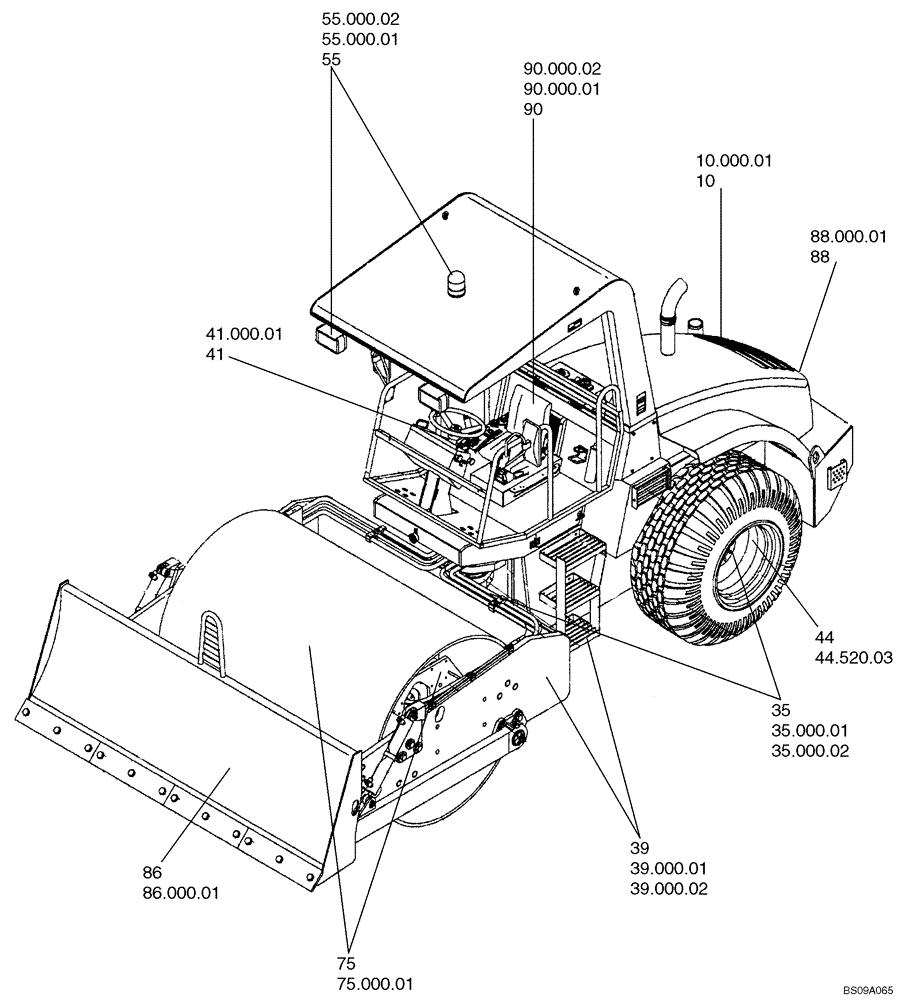 Схема запчастей Case SV212 - (00.000.02) - PICTORIAL INDEX / CANOPY / SMOOTH DRUM 2/2 (00) - GENERAL & PICTORIAL INDEX