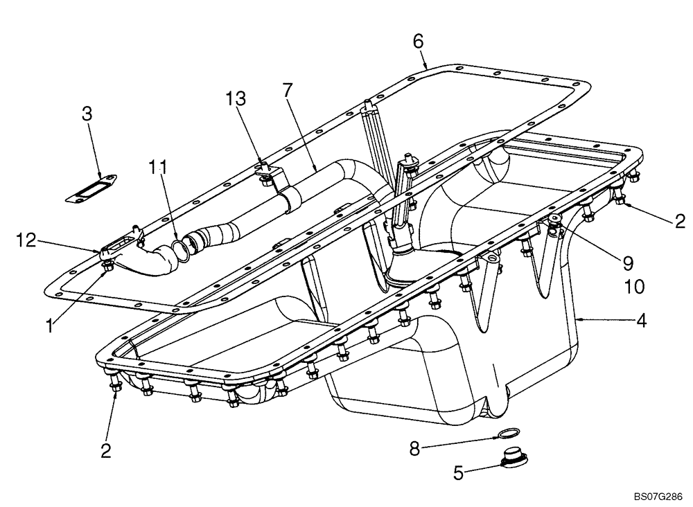 Схема запчастей Case 621E - (02-13) - OIL PUMP, PAN (02) - ENGINE