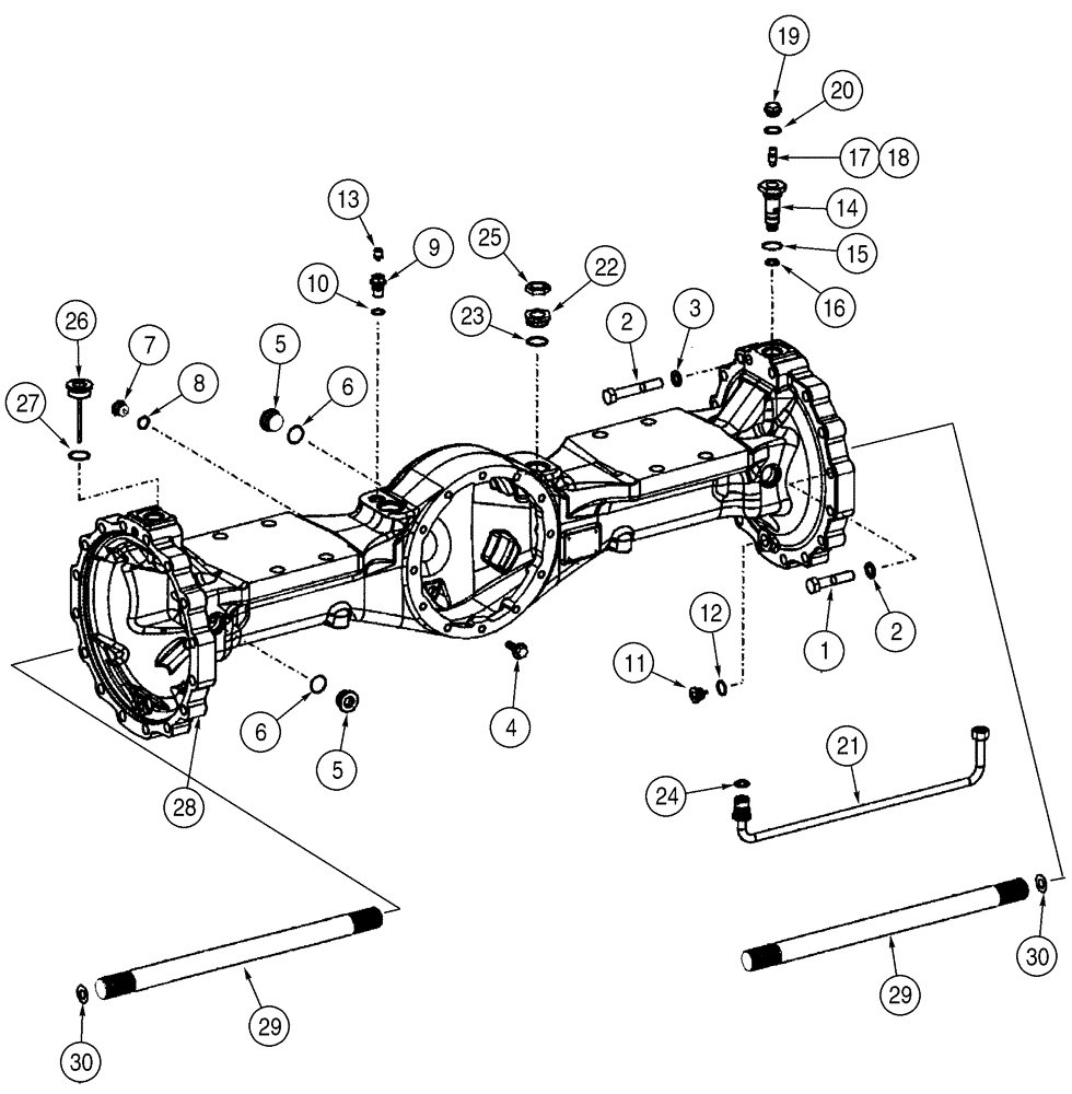 Схема запчастей Case 621E - (06-41) - AXLE, FRONT - HOUSING - PRIOR TO P.I.N. N8F203848 (06) - POWER TRAIN