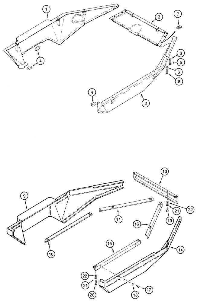 Схема запчастей Case 621C - (09-040) - COVERS - CAB AND CANOPY, LOWER, PLASTIC COVERS (09) - CHASSIS