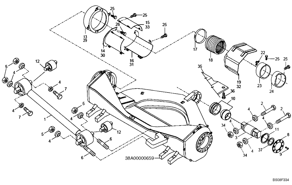 Схема запчастей Case 327B - (38A01060659[001]) - SUSPENSION INSTALL, FRONT (87487032) (09) - Implement / Hydraulics / Frame / Brakes