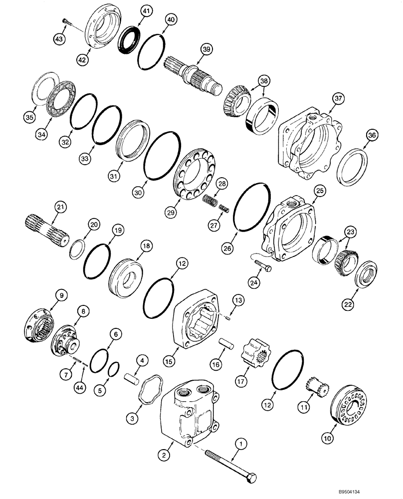 Схема запчастей Case 1845C - (06-18) - MOTOR ASSY - HYDROSTATIC (EUROPE), JAF0142299 - (06) - POWER TRAIN