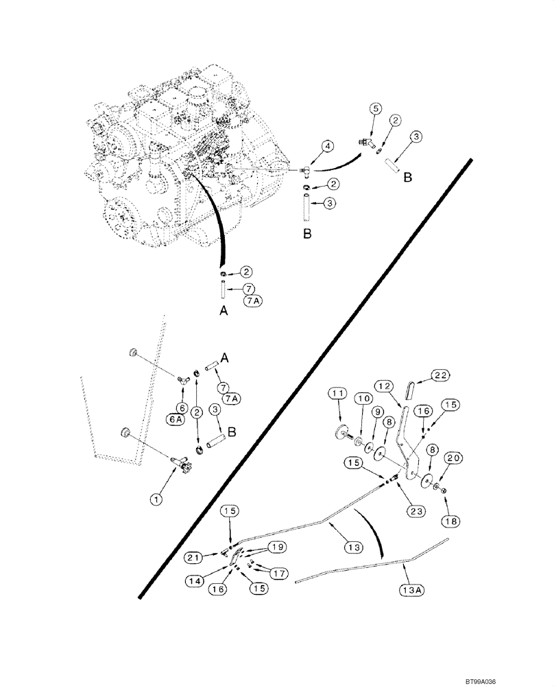 Схема запчастей Case 1840 - (03-14) - THROTTLE CONTROL - FUEL LINES, EMISSIONS CERTIFIED ENGINE (03) - FUEL SYSTEM