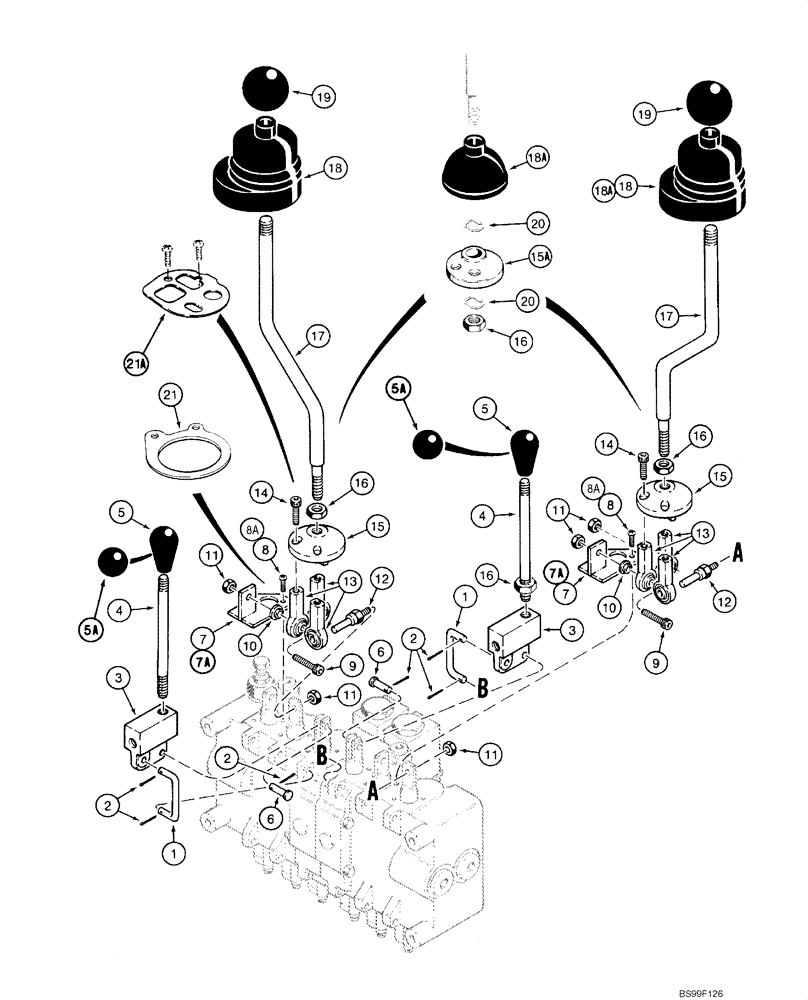 Схема запчастей Case 1845C - (08-43) - VALVE, CONTROL - BACKHOE (NORTH AMERICA), D100, D100XR (08) - HYDRAULICS