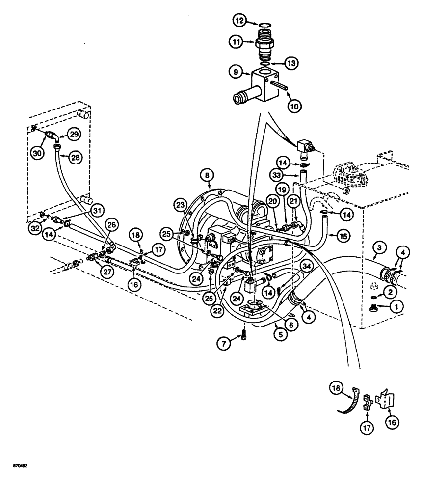 Схема запчастей Case 688 - (8-016) - HYDRAULIC PUMP LINES, PRESSURE AND COOLER RETURN LINES (08) - HYDRAULICS