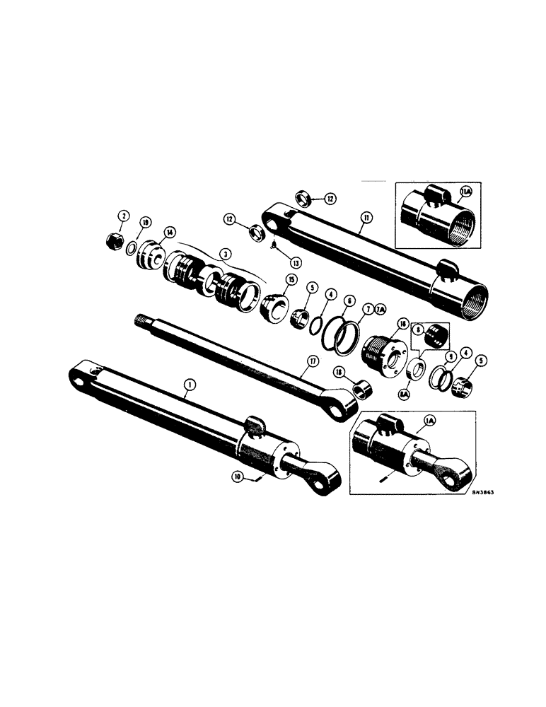 Схема запчастей Case 32S - (070) - HYDRA-LEVELING CYLINDER 