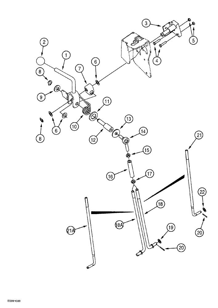 Схема запчастей Case 580SL - (9-042) - BACKHOE AUXILIARY HYDRAULIC CONTROL LEVER (09) - CHASSIS/ATTACHMENTS