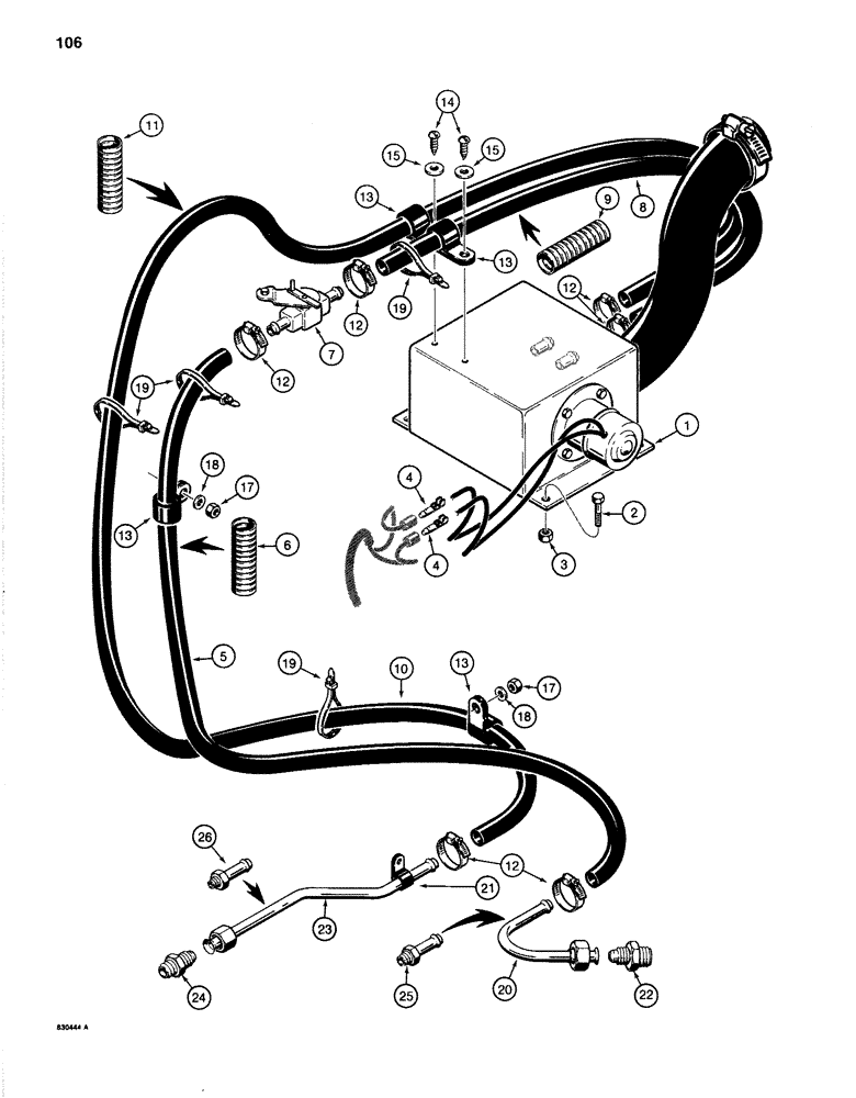 Схема запчастей Case 1280B - (106) - HEATER AND HOSES (04) - ELECTRICAL SYSTEMS