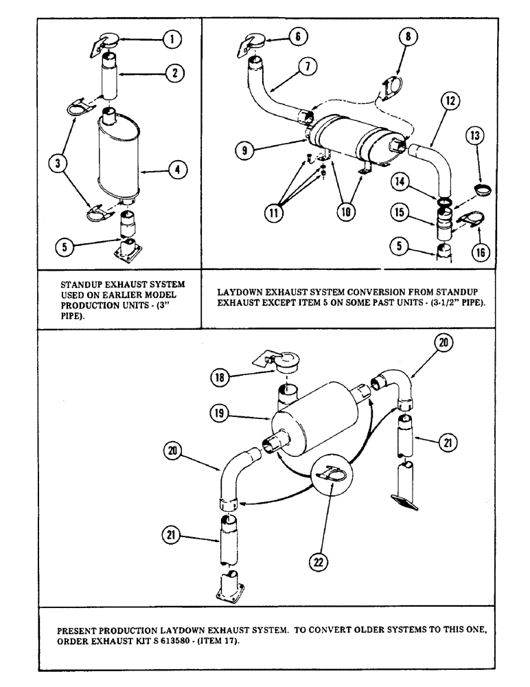 Схема запчастей Case 50 - (044) - DETROIT DIESEL 6V-53 EXHAUST ASSEMBLIES, (S/N 6279926 AND AFTER) (10) - ENGINE