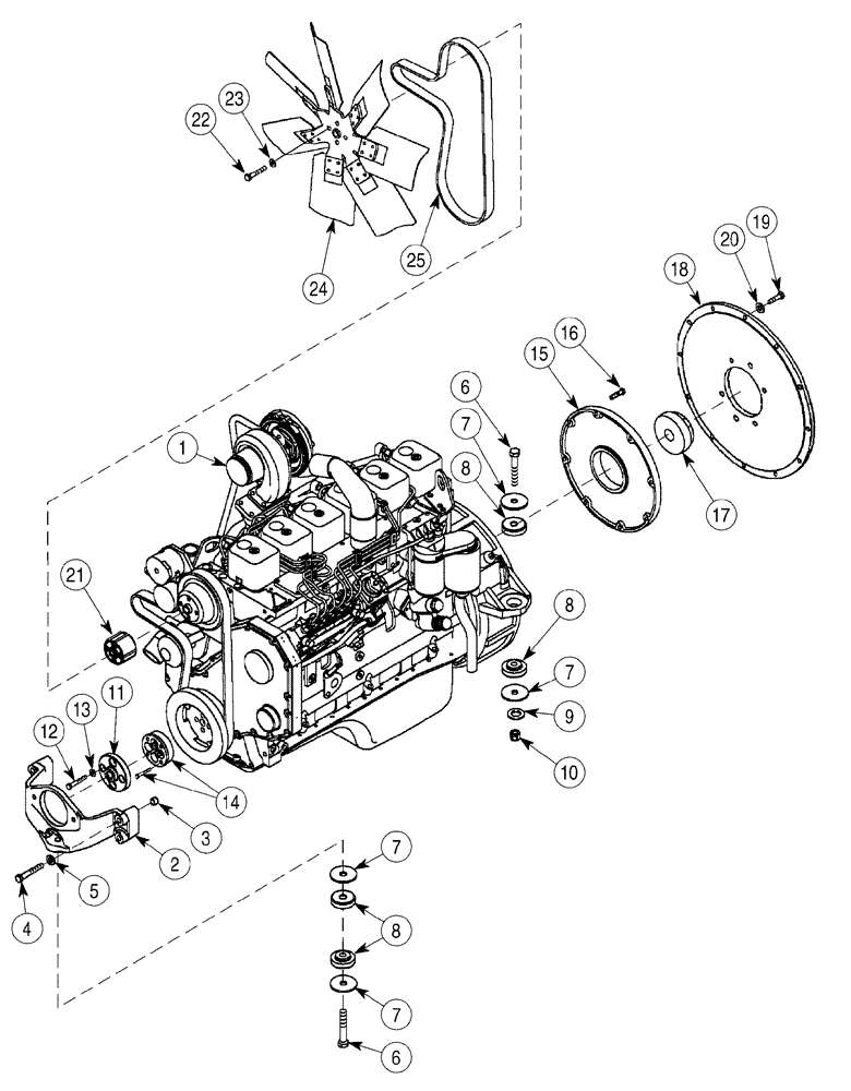 Схема запчастей Case 6030 - (02-01) - ENGINE MOUNTING (02) - ENGINE