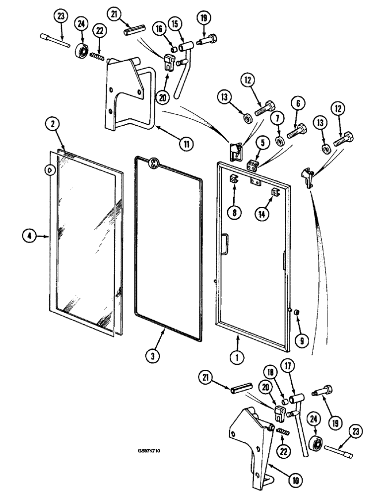 Схема запчастей Case 220B - (9-100) - CAB WINDSHIELD, P.I.N. 74441 THROUGH 74597 AND, P.I.N. 03201 (09) - CHASSIS