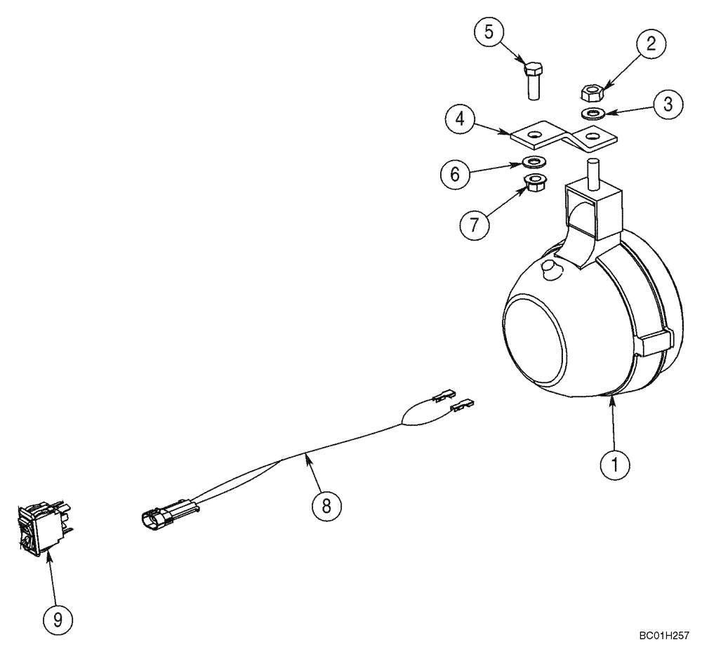 Схема запчастей Case 445 - (04-23) - MOUNTING - LAMPS, ROAD (EUROPE) (04) - ELECTRICAL SYSTEMS