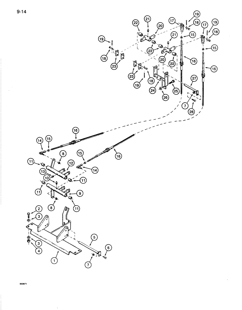 Схема запчастей Case 1085B - (9-014) - LOWER SHIFTER CONTROLS (09) - CHASSIS