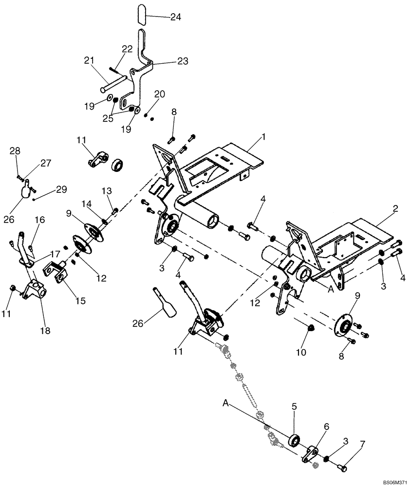 Схема запчастей Case 450 - (09-11) - CONTROLS - LOADER AND GROUND DRIVE (BUCKET) (09) - CHASSIS