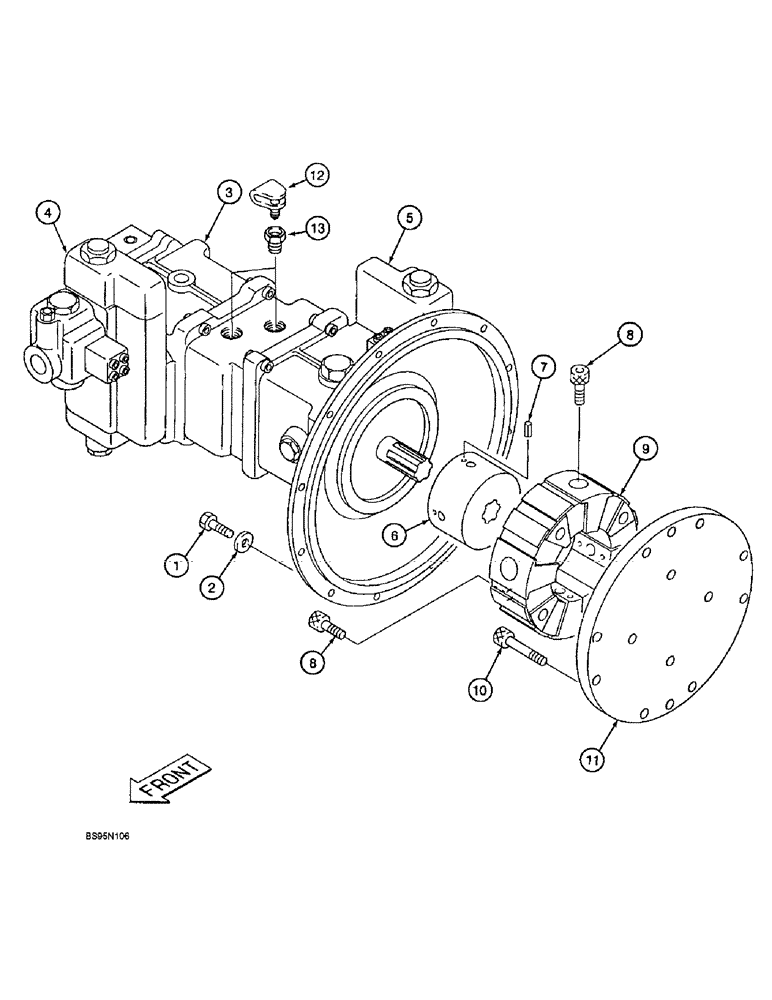 Схема запчастей Case 9010 - (8-04) - HYDRAULIC PUMP COUPLING (08) - HYDRAULICS