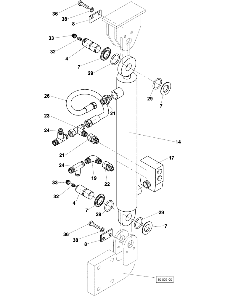 Схема запчастей Case SV228 - (10-008-00[01]) - HYDRAULIC CIRCUIT - ENGINE HOOD OPENING CYLINDER - LEFT (07) - HYDRAULIC SYSTEM