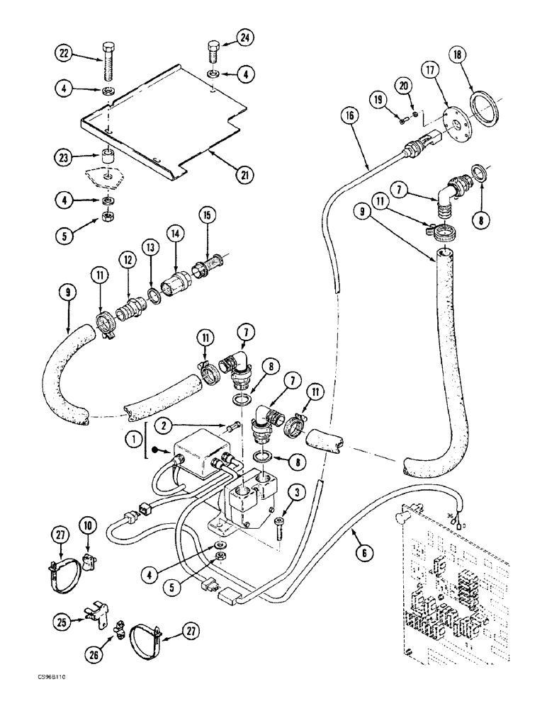 Схема запчастей Case 688BCK - (3-14) - FUEL FILLING, 688B CK (120535, 120606-) (02) - FUEL SYSTEM