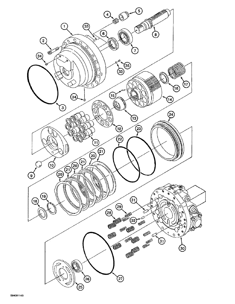 Схема запчастей Case 9030B - (6-10) - TRACK DRIVE MOTOR, SHAFT, CYLINDER BLOCK AND PISTONS, TIMBER KING MODELS (06) - POWER TRAIN