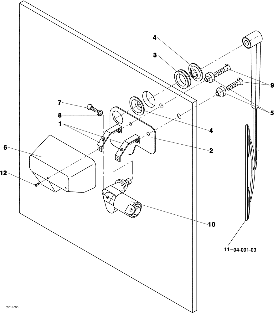 Схема запчастей Case SV210 - (04-001-02[01]) - REAR WINDSCREEN WIPER - CAB (04) - ELECTRICAL SYSTEMS