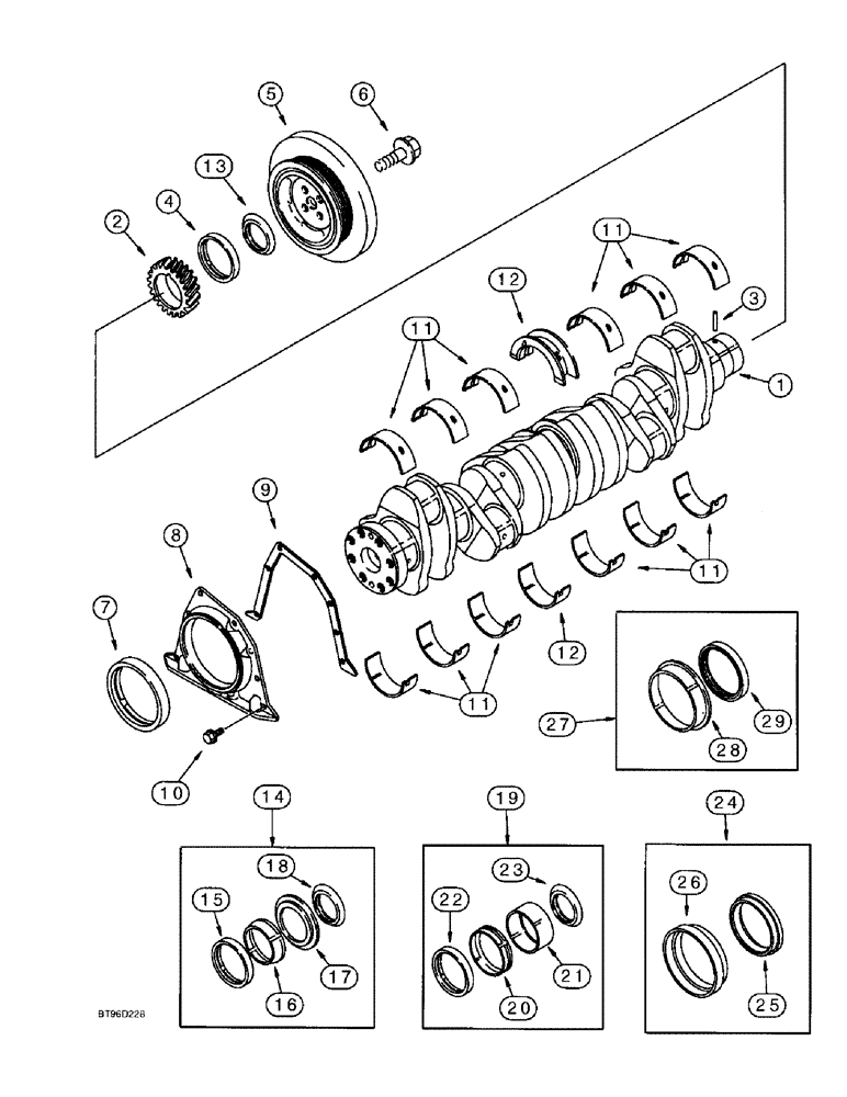 Схема запчастей Case 9040B - (2-76) - CRANKSHAFT, 6T-830 ENGINE, PRIOR TO P.I.N. DAC04#2001 (02) - ENGINE