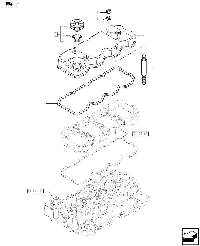 Схема запчастей Case F4HFE413A E002 - (10.101.02) - CYLINDER HEAD COVERS (2856952) (10) - ENGINE