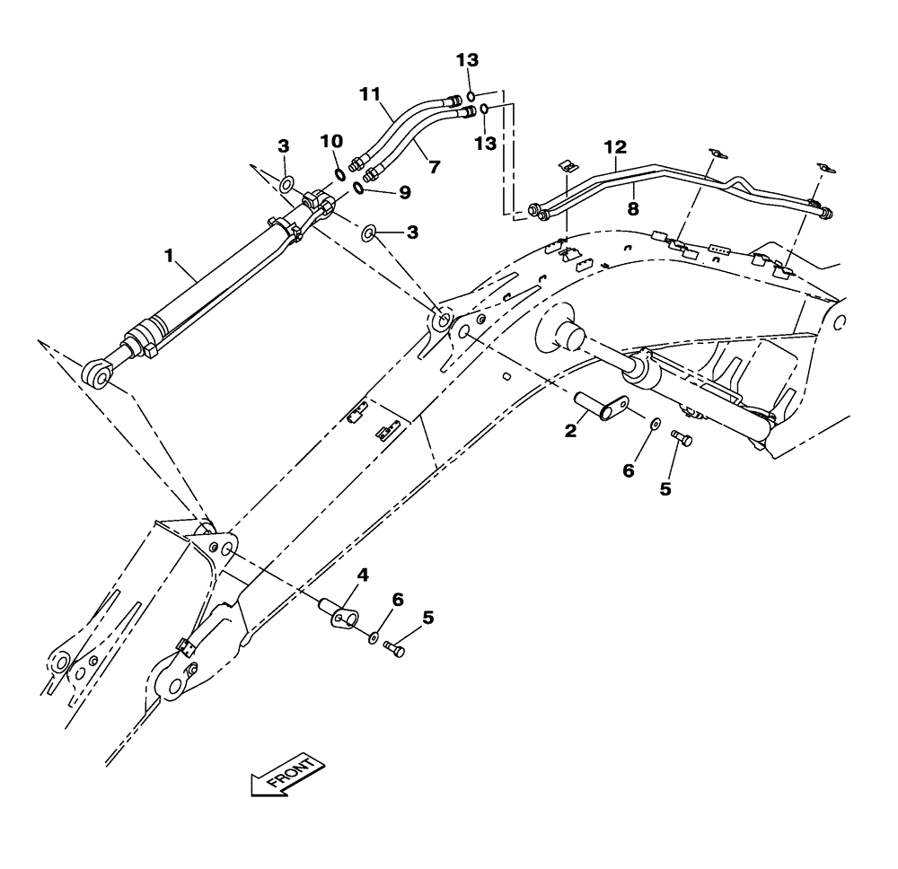 Схема запчастей Case CX250C - (08-011[00]) - HYDRAULIC CIRCUIT - DIPPER CYLINDER - MONOBLOCK BOOM - 5.85 M (08) - HYDRAULICS