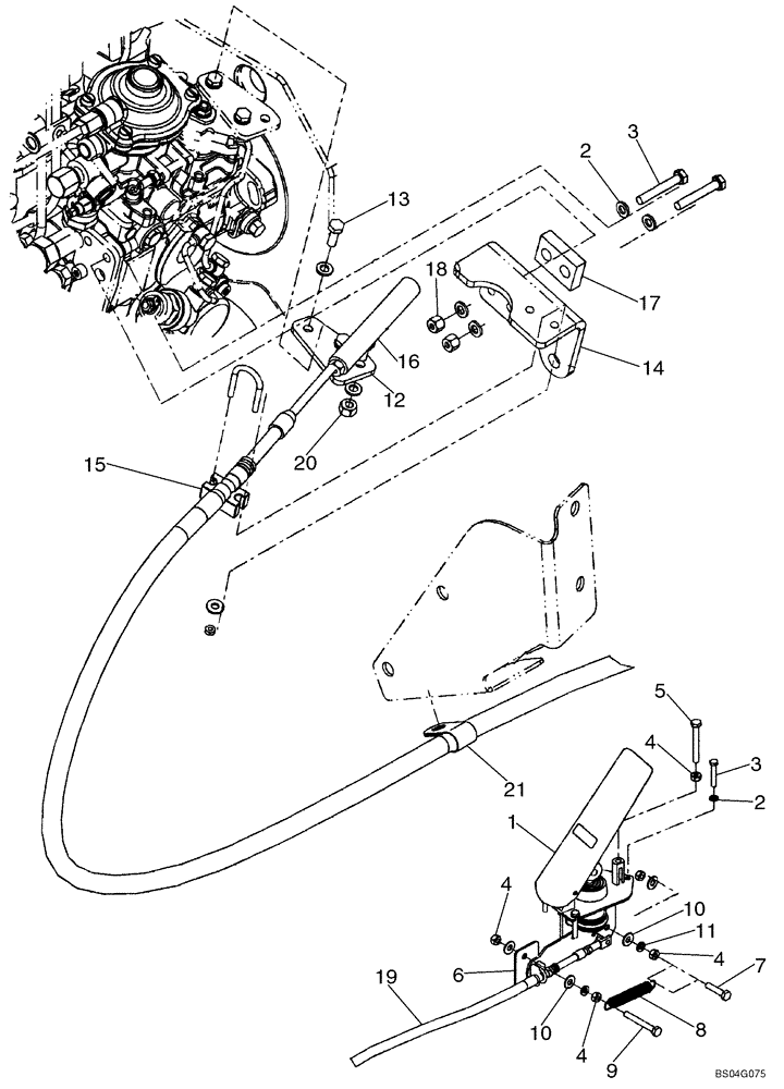 Схема запчастей Case 621D - (03-01) - CONTROLS - THROTTLE, FOOT (03) - FUEL SYSTEM