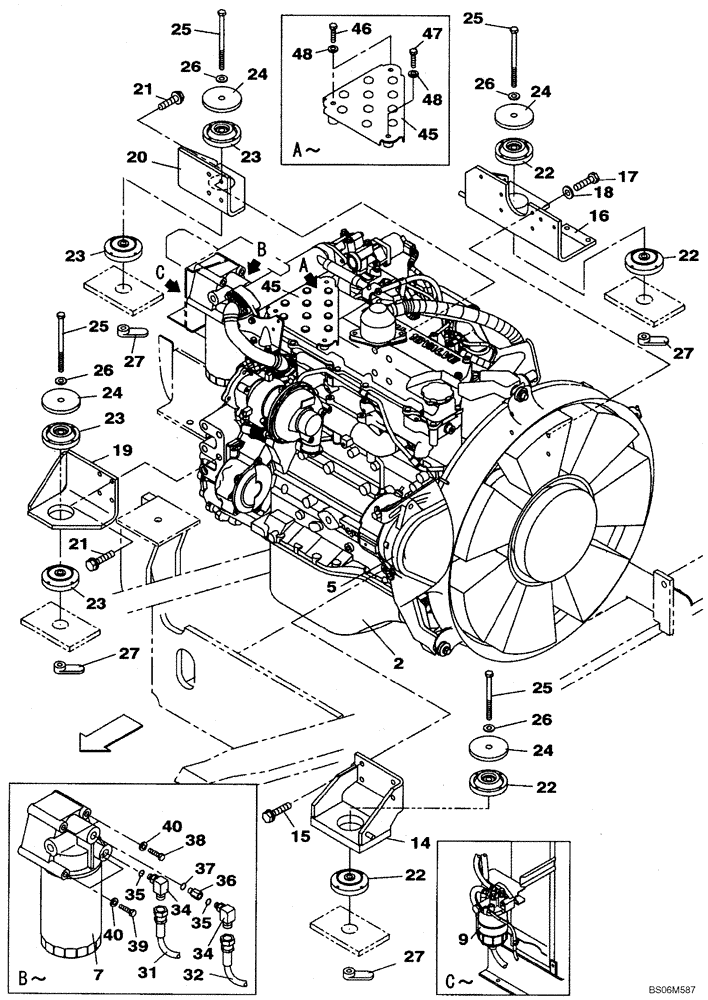 Схема запчастей Case CX210B - (02-01) - ENGINE MOUNTING - ENGINE (02) - ENGINE