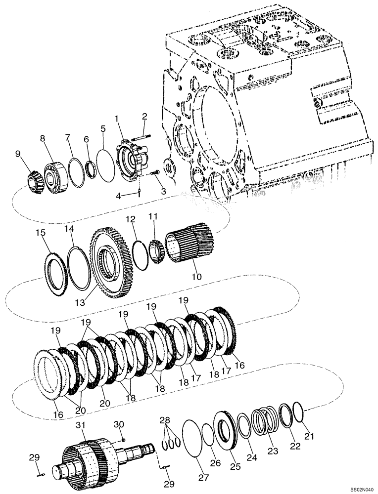 Схема запчастей Case 921C - (06-08) - TRANSMISSION - CLUTCH ASSY, SECOND (Sep 29 2010 12:33PM) (06) - POWER TRAIN