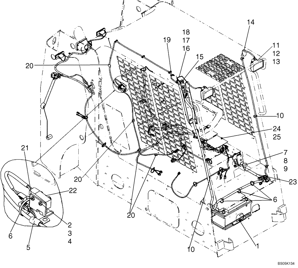 Схема запчастей Case 420CT - (04-07) - HARNESS - CAB (04) - ELECTRICAL SYSTEMS