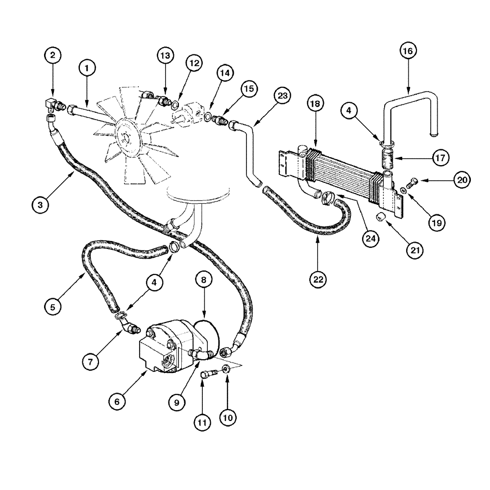 Схема запчастей Case 865 DHP - (8-060) - ENGINE COOLING - FAN HYDRAULIC CIRCUIT (08) - HYDRAULICS