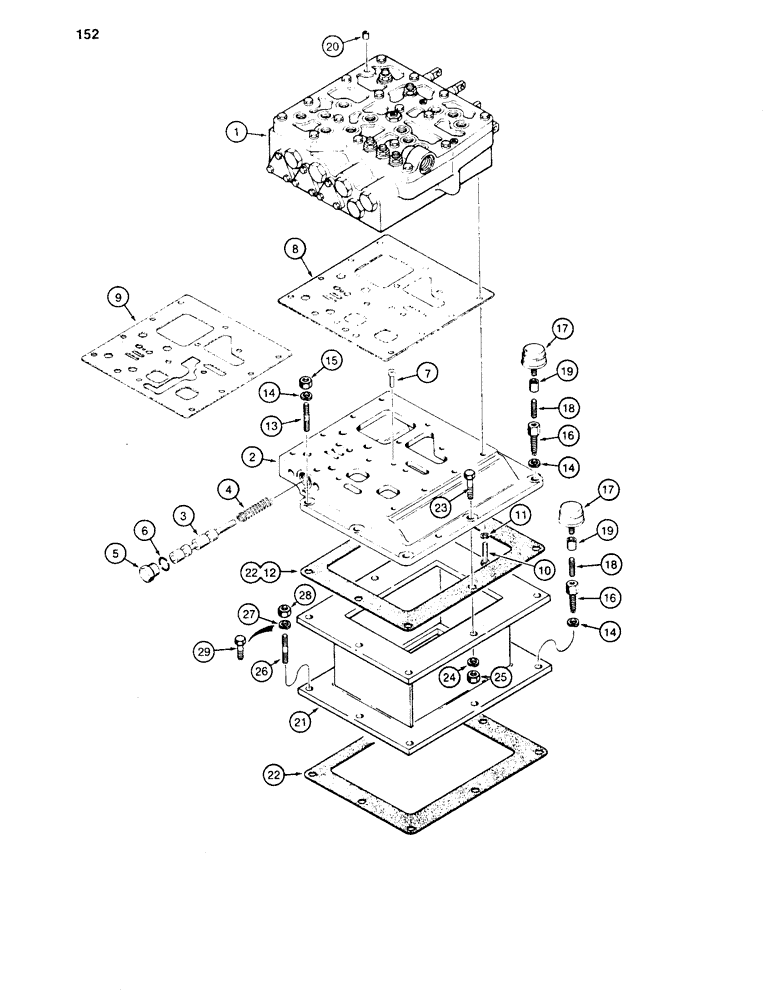 Схема запчастей Case 1450 - (152) - TRANS CONTROL VALVE & BASE (06) - POWER TRAIN