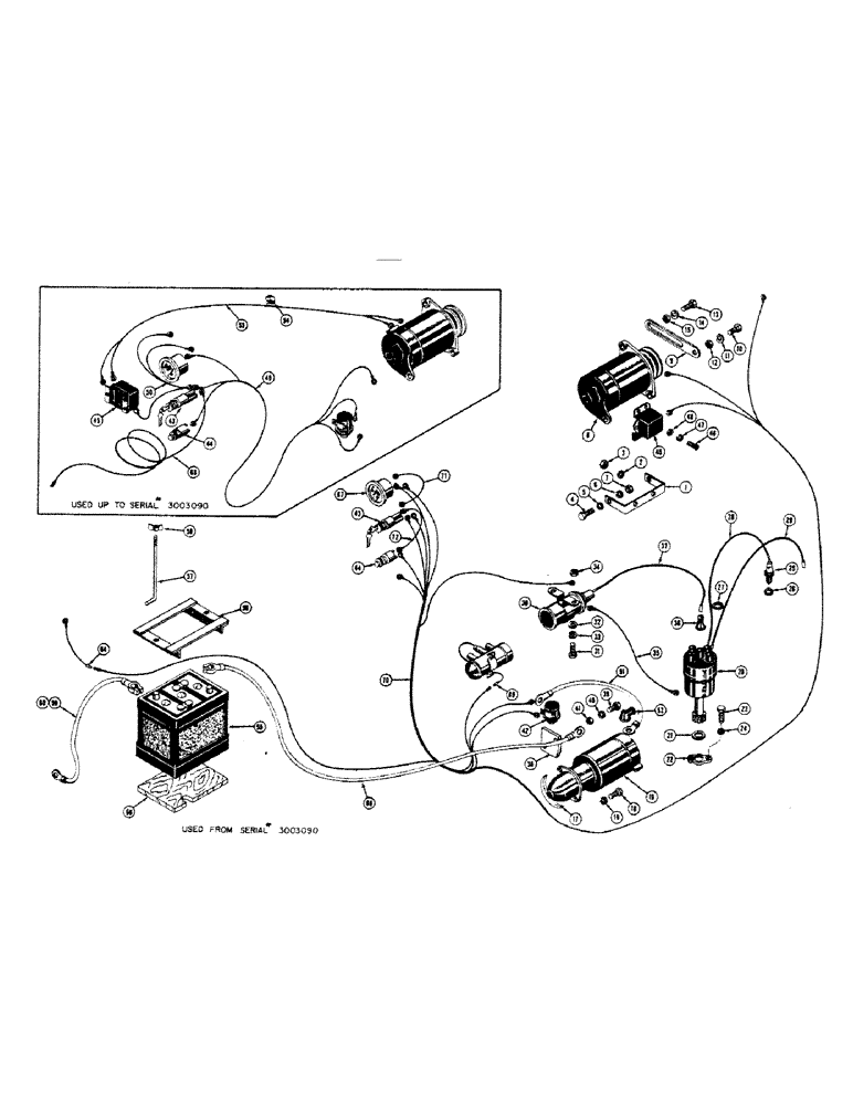 Схема запчастей Case 310 - (030) - STARTER, GENERATOR, BATTERY, AND WIRING (6 VOLT), USED BEFORE TRACTOR S/N 3003825 (06) - ELECTRICAL SYSTEMS