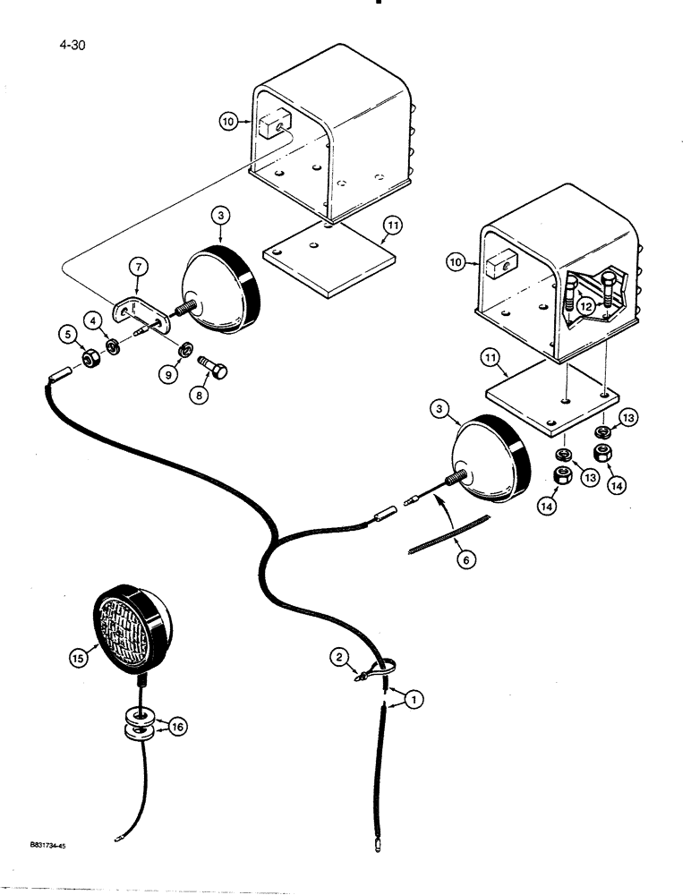 Схема запчастей Case 455C - (4-30) - LAMPS AND WIRING, MODELS WITHOUT ROPS CANOPY (04) - ELECTRICAL SYSTEMS