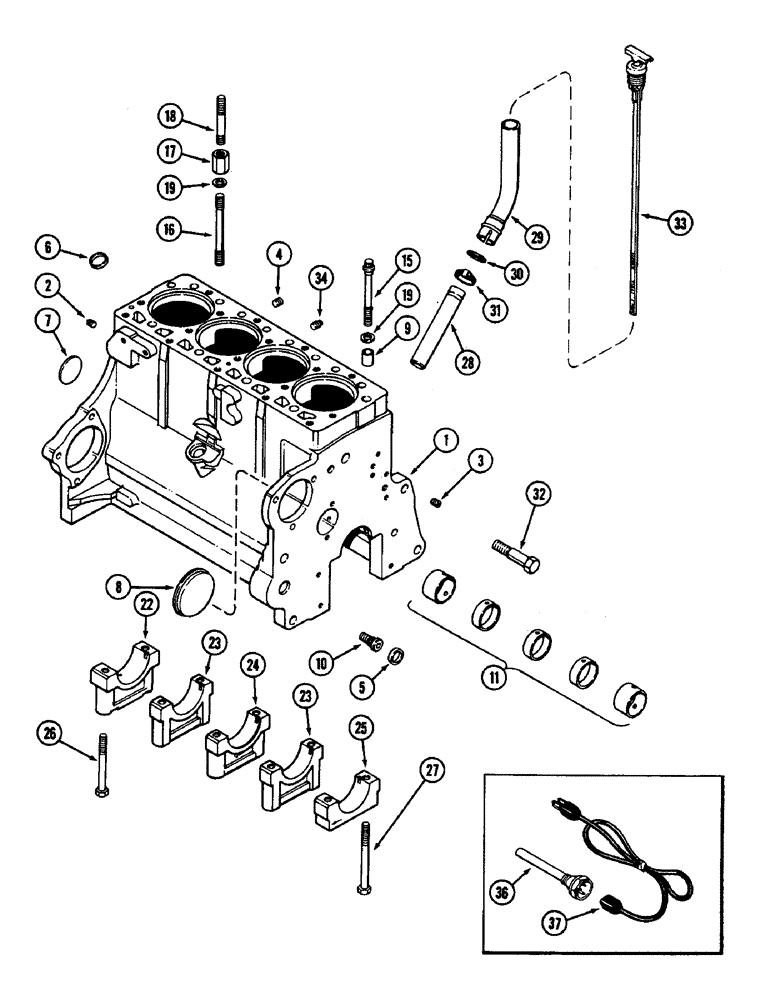 Схема запчастей Case 350B - (034) - CYLINDER BLOCK, 188 DIESEL ENGINE (01) - ENGINE