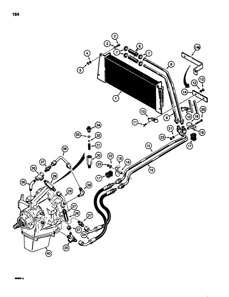 Схема запчастей Case 580SD - (164) - POWER SHUTTLE COOLING SYSTEM (06) - POWER TRAIN