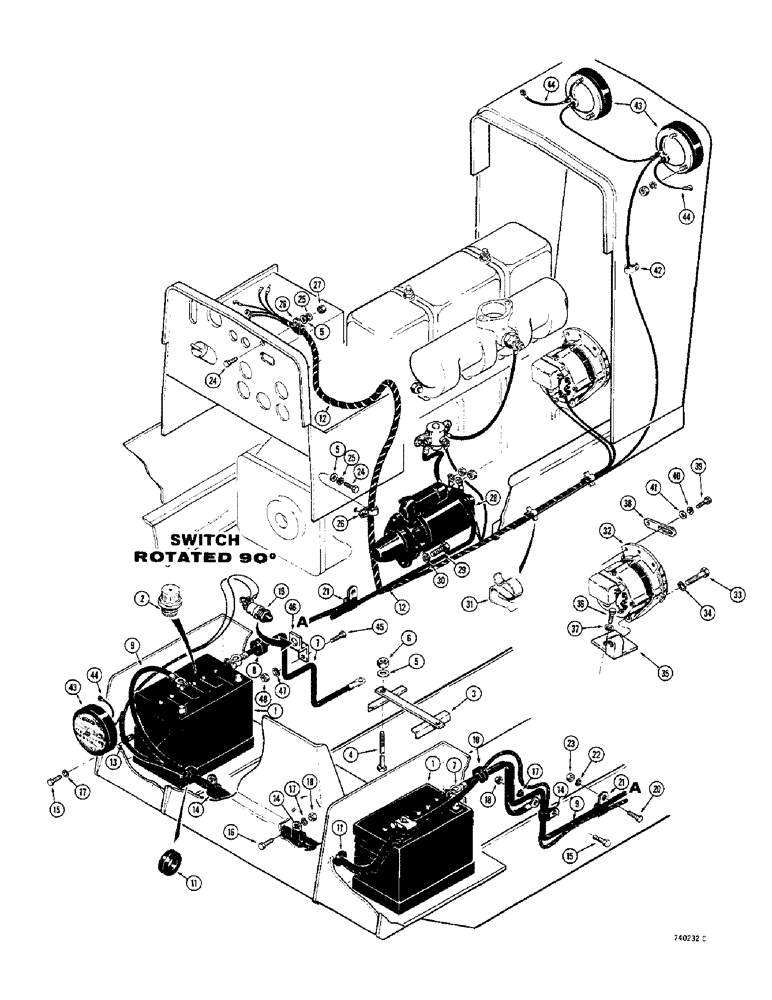 Схема запчастей Case 350 - (102) - ELECTRICAL SYSTEM, MODELS WITH ALTERNATOR (06) - ELECTRICAL SYSTEMS