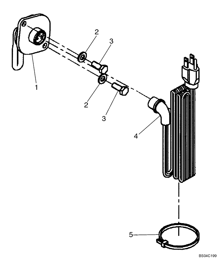 Схема запчастей Case 580M - (02-07A) - ENGINE - BLOCK HEATER (02) - ENGINE