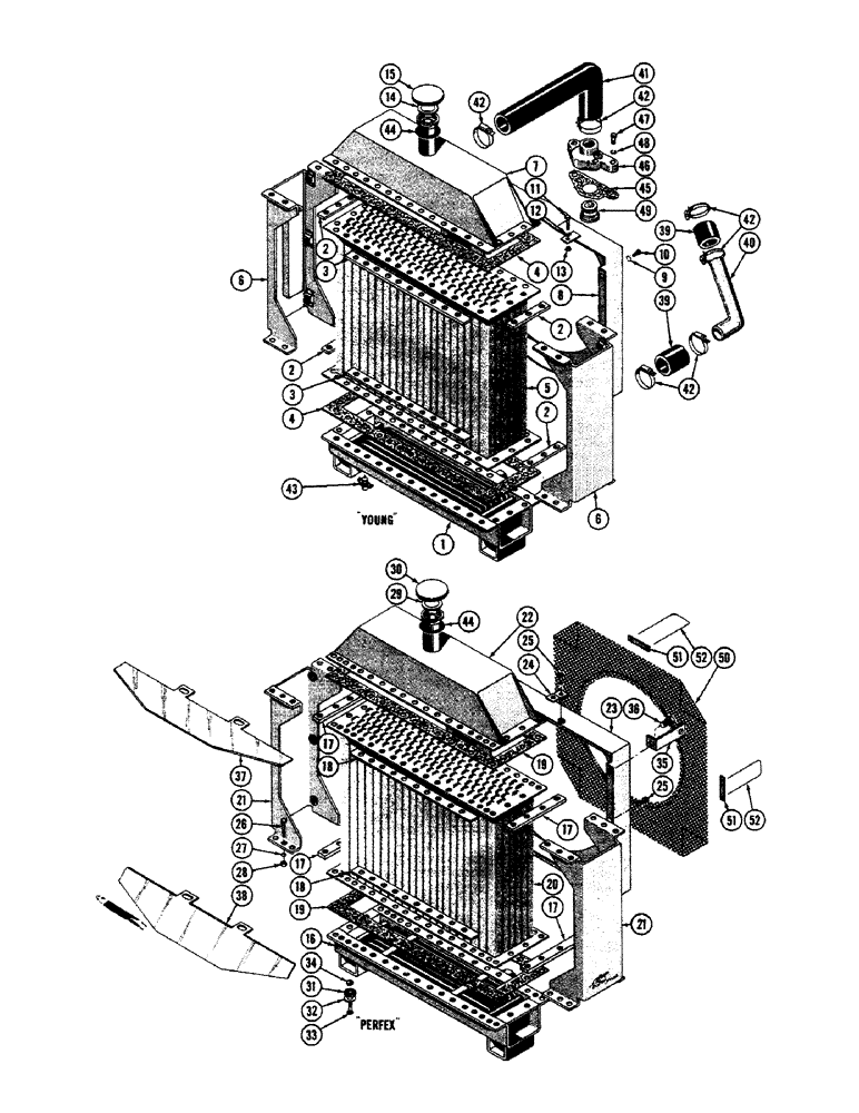 Схема запчастей Case 800 - (064) - ENGINE COOLING SYSTEM, RADIATOR, THERMOSTAT, HOSES (01) - ENGINE