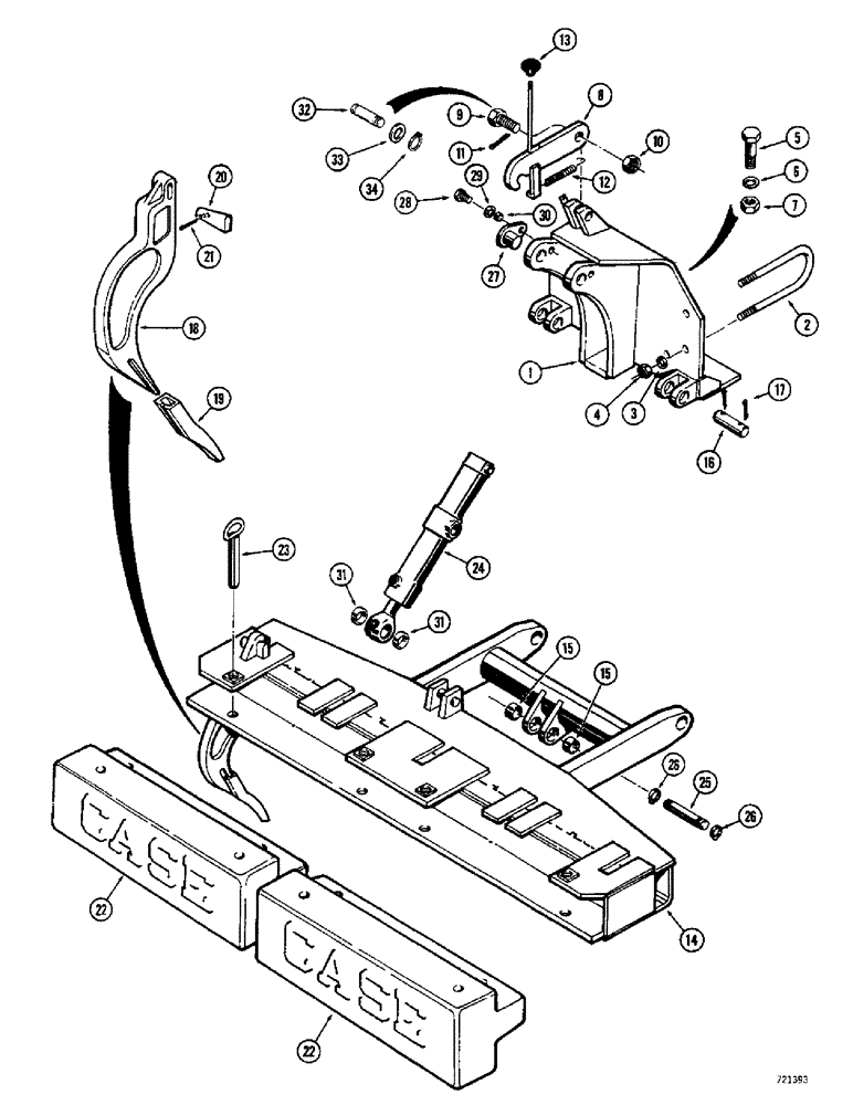 Схема запчастей Case 350 - (384) - RIPPER (05) - UPPERSTRUCTURE CHASSIS