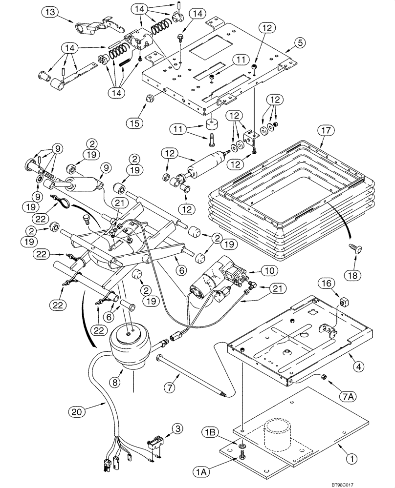 Схема запчастей Case 590SM - (09-50) - SEAT PEDESTAL AND SUSPENSION, AIR SUSPENSION (SEARS) (09) - CHASSIS/ATTACHMENTS