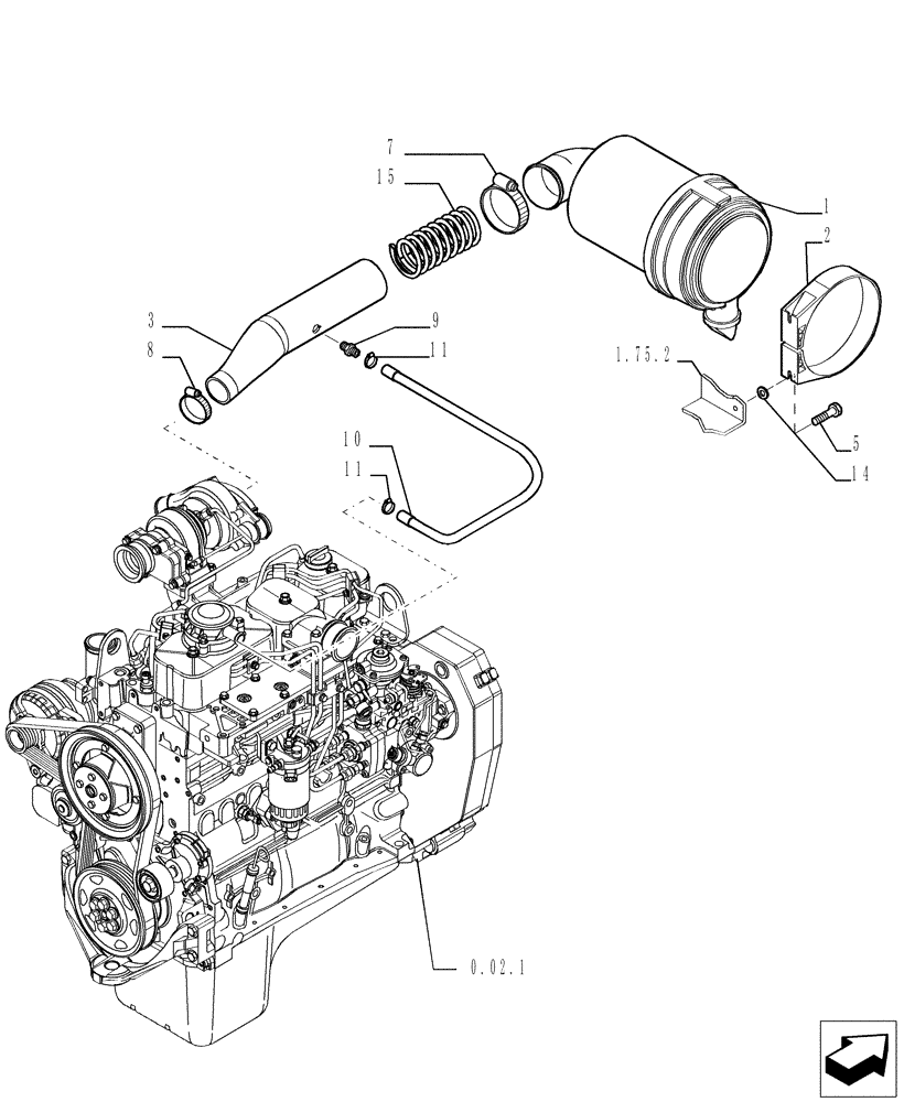 Схема запчастей Case TX842 - (1.19.1[01]) - AIR CLEANER (10) - ENGINE