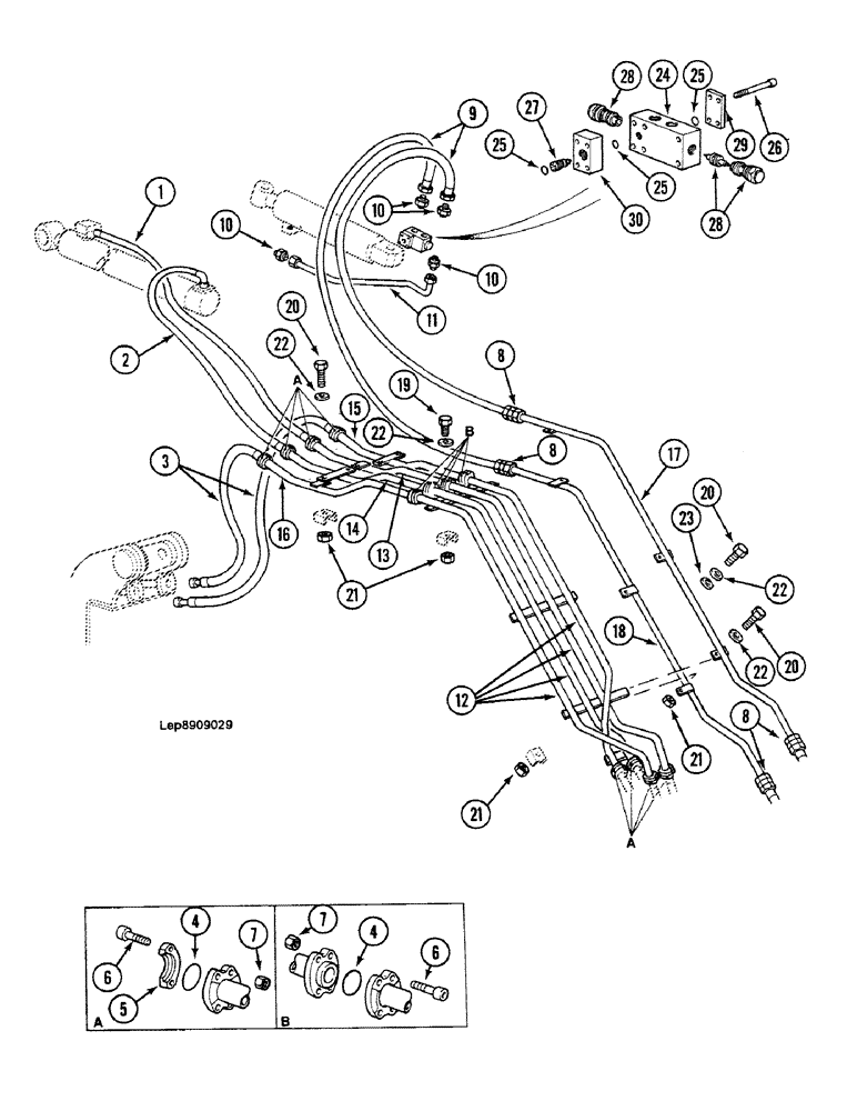 Схема запчастей Case 688C - (8G-010) - FIXED SECTION OFFSET BOOM HYDRAULIC CIRCUIT, (-XXXXX) (07) - HYDRAULIC SYSTEM